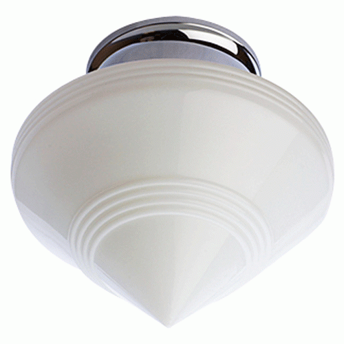 Art Deco Glass Shade Overhead Light Fixture (Polished Chrome Finish) COPPER MOUNTAIN HARDWARE