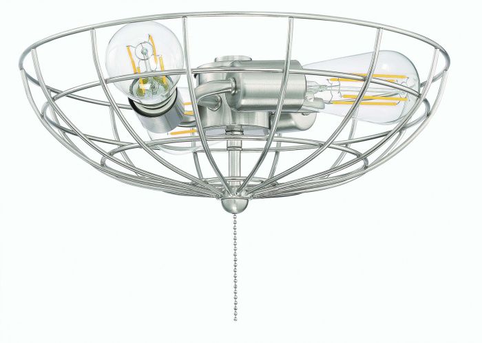 ##Antique Hardware## 3 Light Cage Bowl LED Light Kit in Brushed Polished Nickel