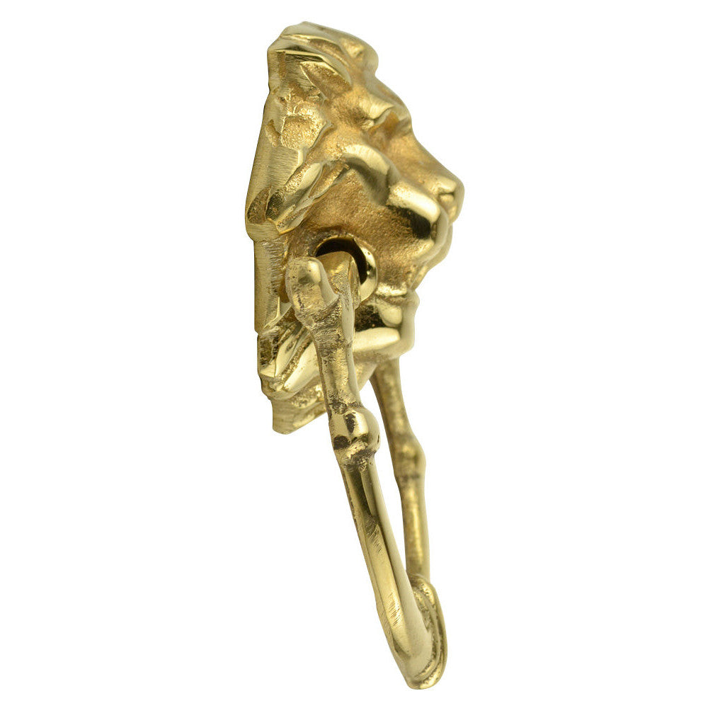 2 4/5 Inch Solid Brass Lion Drop Drawer Ring Pull