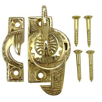 Eastlake Pattern Solid Brass Window Lock