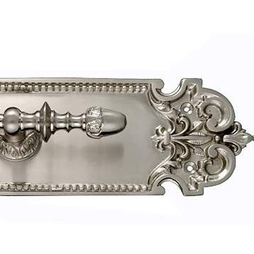 18 Inch Solid Brass Traditional Fleur-De-Lis Door Pull & Plate (Several Finishes Available)