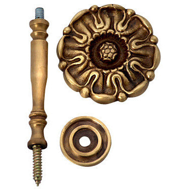 Solid Brass Floral Style Curtain Tie Back (Several Finishes Available)