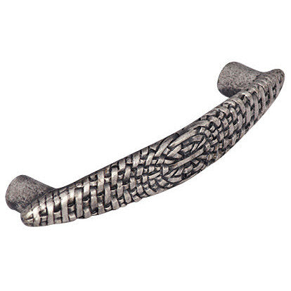 5 1/4 Inch (3 3/4 Inch c-c) Solid Pewter Antique Style Braided Basket Weave Pull