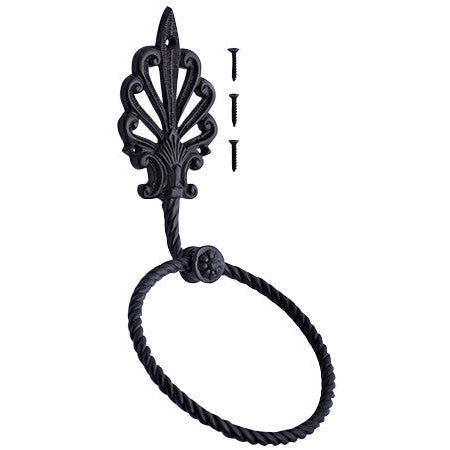 Art Deco Fleur De Lis Towel Ring (Black Bronze Finish) COPPER MOUNTAIN HARDWARE