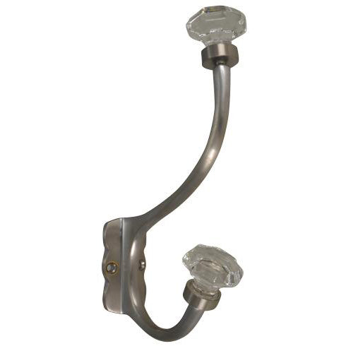 7 Inch Solid Brass Coat Hook & Octagonal Clear Glass Knobs COPPER MOUNTAIN HARDWARE