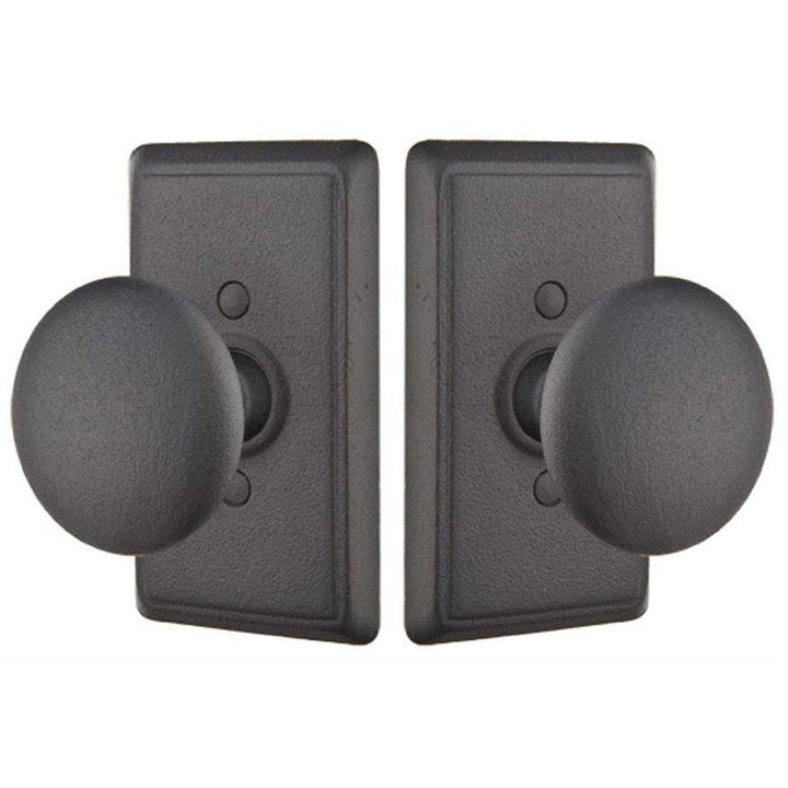 Solid Brass Jamestown Door Knob Set With Rectangular Rosette (Several Finish Options) EMTEK