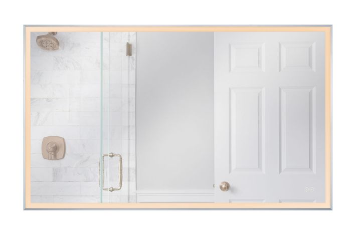 Antique Hardware 60" x 36" Rectangle Brushed Polished Nickel Framed LED Mirror Mirror