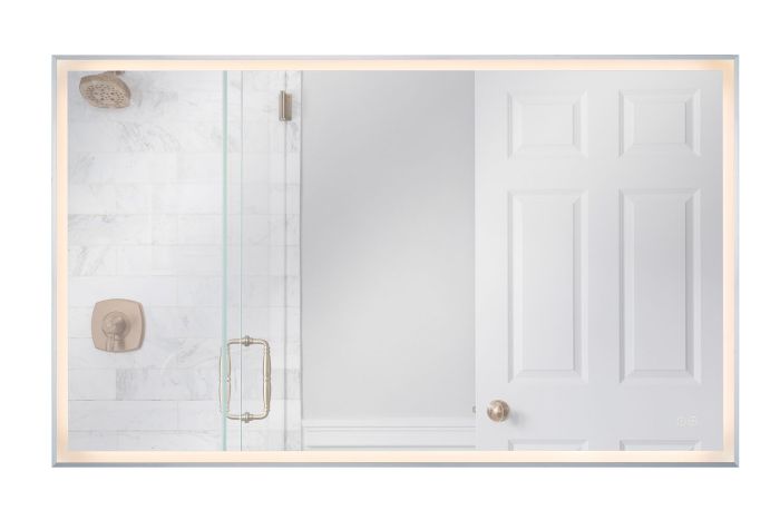 Antique Hardware 60" x 36" Rectangle Brushed Polished Nickel Framed LED Mirror Mirror