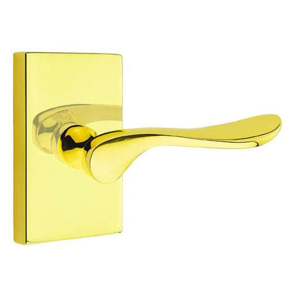 Emtek Solid Brass Luzern Lever With Modern Rectangular Rosette (Several Finish Options) EMTEK