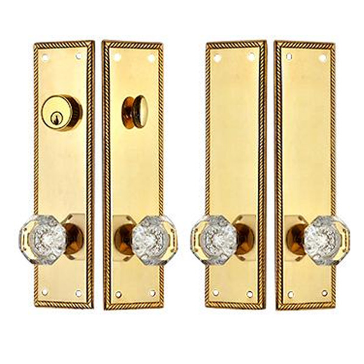 COPPER MOUNTAIN HARDWARE Georgian Roped Double Door Deadbolt Entryway Set in Polished Brass