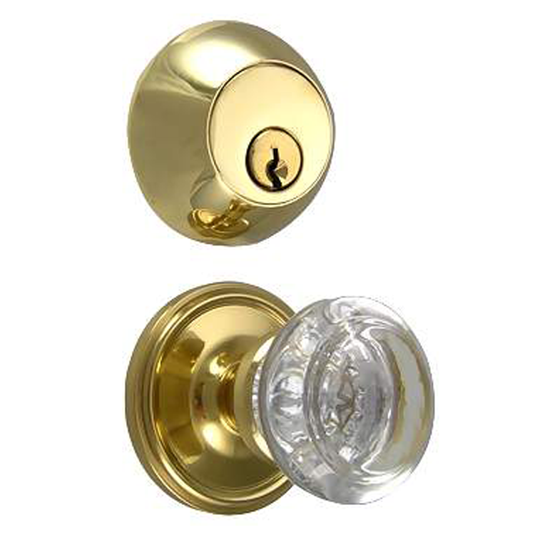 Round Crystal Entryway Set with Victorian Back Plate COPPER MOUNTAIN HARDWARE