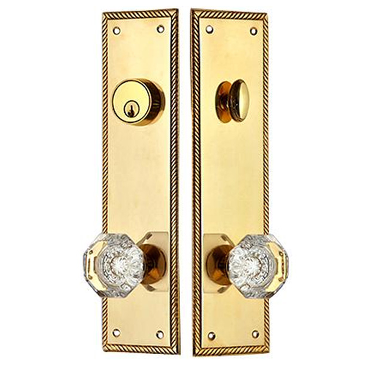 COPPER MOUNTAIN HARDWARE Georgian Roped Single Door Deadbolt Entryway Set in Polished Brass