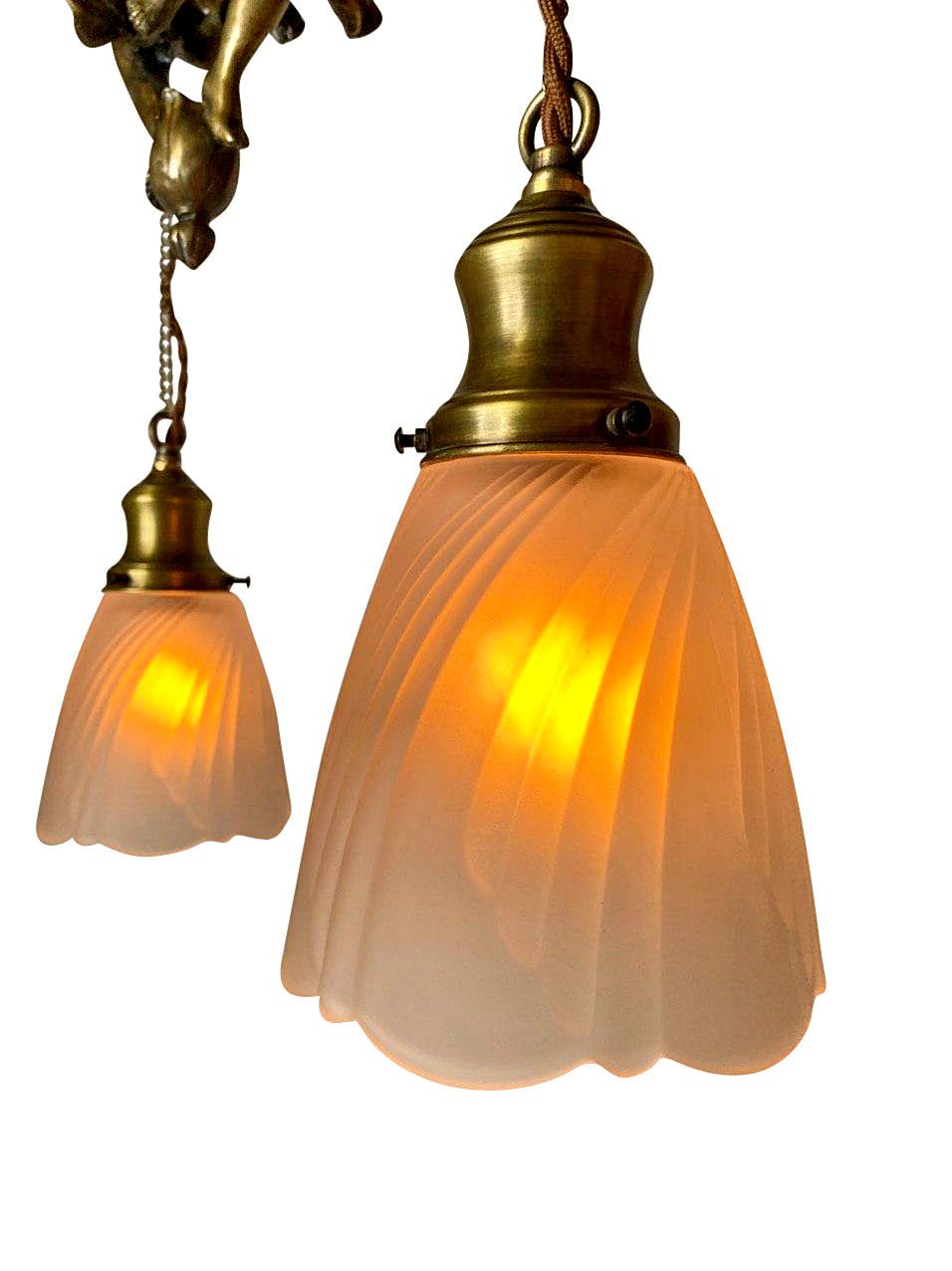 22 Inch Handmade Antique Cherub Two-Light Chandelier With Brass Chain COPPER MOUNTAIN HARDWARE