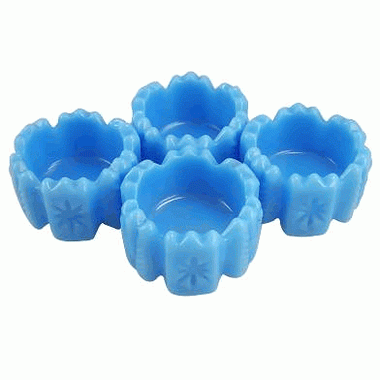 Set of 4 Light Blue Milk Glass Salt Cellar COPPER MOUNTAIN HARDWARE