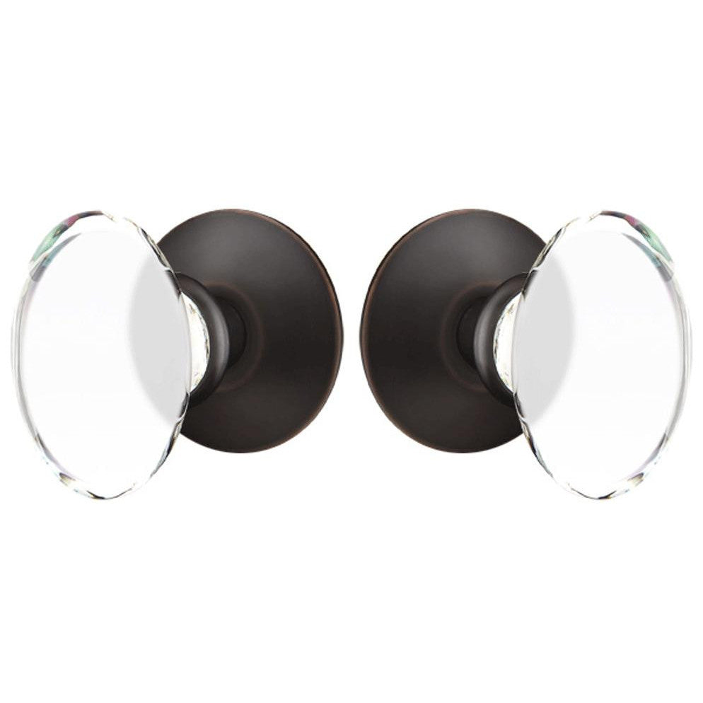 Crystal Hampton Door Knob Set With Modern Rosette (Several Finish Options) EMTEK