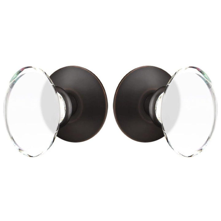 Crystal Hampton Door Knob Set With Modern Rosette (Several Finish Options) EMTEK