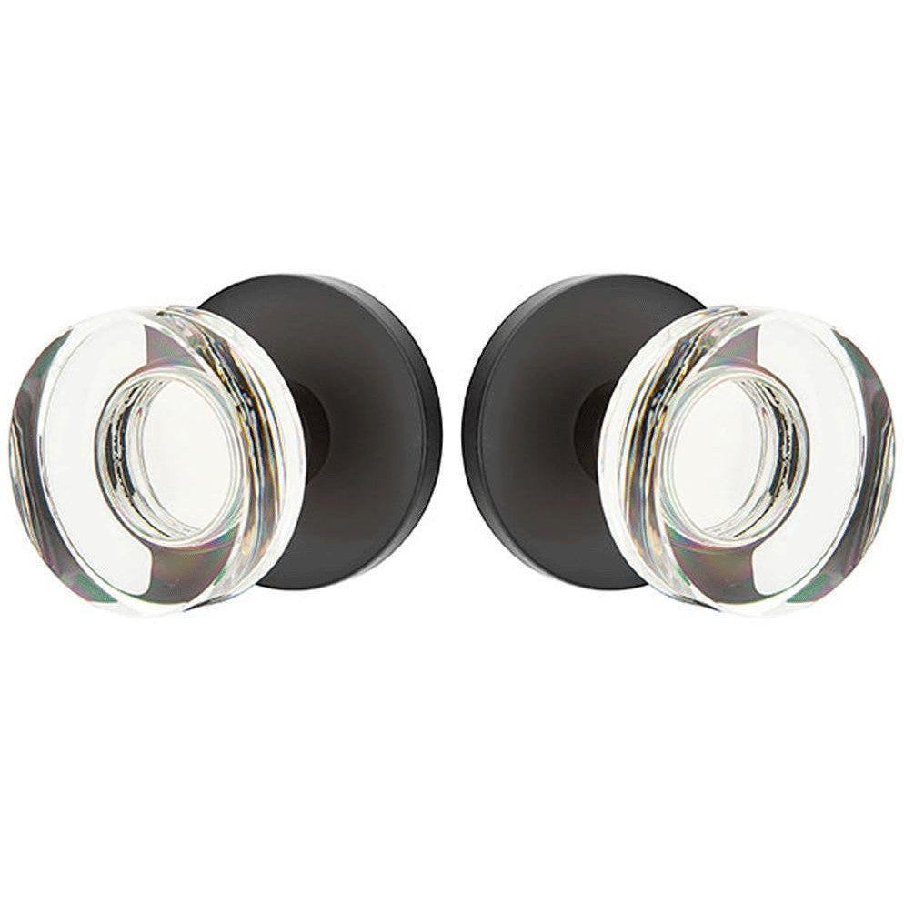Modern Disc Crystal Door Knob Set With Disc Rosette (Several Finish Options) EMTEK