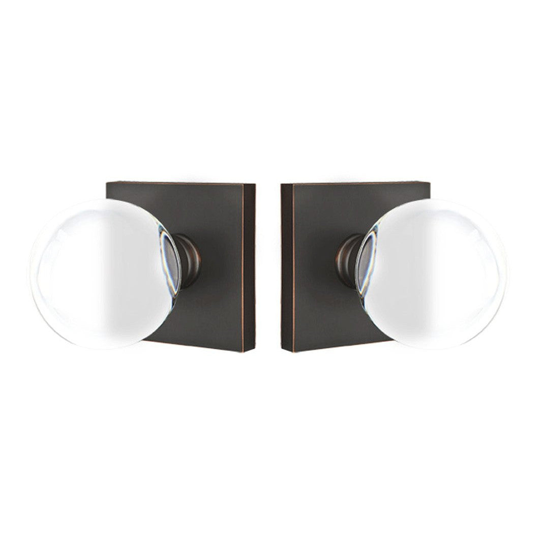 Crystal Bristol Door Knob Set With Square Rosette (Several Finish Options) EMTEK