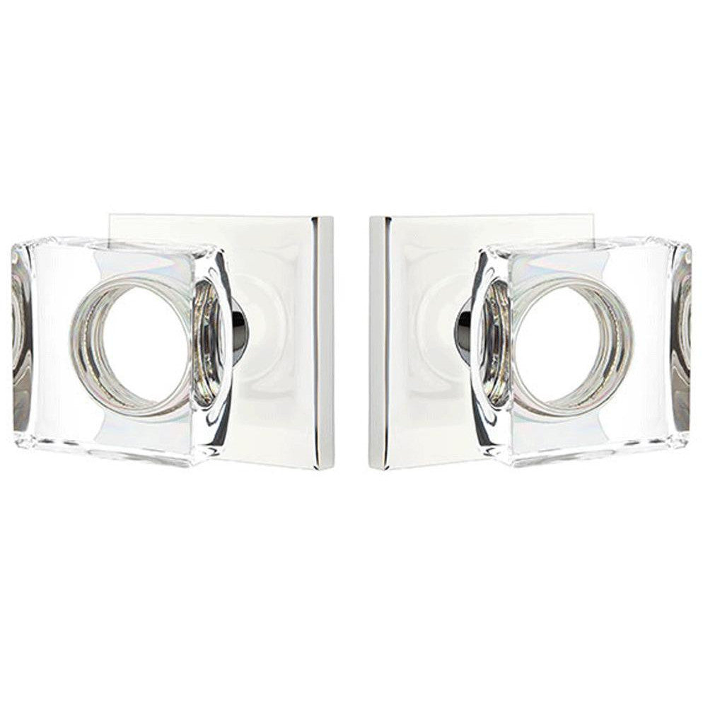 Modern Square Crystal Door Knob Set With Square Rosette (Several Finish Options) EMTEK