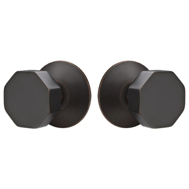 Solid Brass Octagon Door Knob Set With Modern Rosette (Several Finish Options) EMTEK