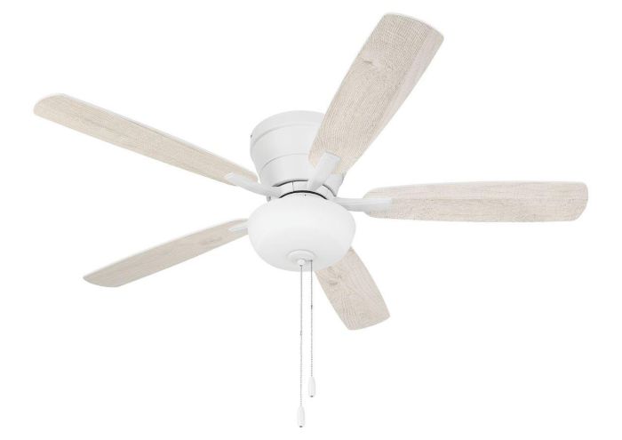 ##Antique Hardware## 52" Wheeler 2-Light Bowl in White w/ White/Washed Oak Blades