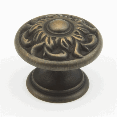 1 3/8 Inch Corinthian Round Cabinet Knob (Redington Brass Finish) SCHAUB