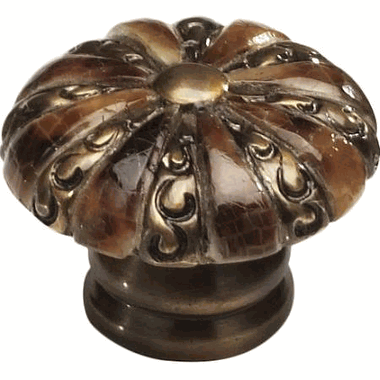 1 3/8 Inch Tiger Penshell Round Cabinet Knob (Estate Dover Finish) SCHAUB