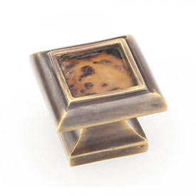 1 3/8 Inch Tiger Penshell Square Cabinet Knob (Dark Antique Bronze Finish) SCHAUB