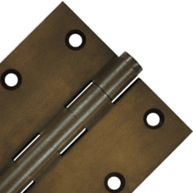 3 1/2 Inch X 3 1/2 Inch Solid Brass Hinge Interchangeable Finials (Square Corner, Bronze Rust Finish) DELTANA