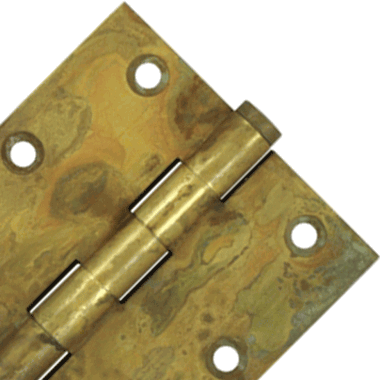 3 1/2 Inch X 3 1/2 Inch Solid Brass Hinge Interchangeable Finials (Square Corner, Rust Finish) DELTANA