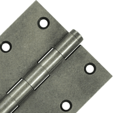 3 1/2 Inch X 3 1/2 Inch Solid Brass Hinge Interchangeable Finials (Square Corner, White Bronze Dark Finish) DELTANA