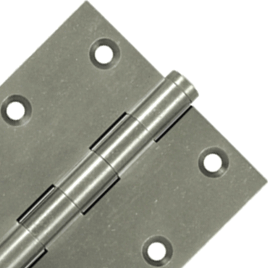 3 1/2 Inch X 3 1/2 Inch Solid Brass Hinge Interchangeable Finials (Square Corner, White Bronze Medium Finish) DELTANA