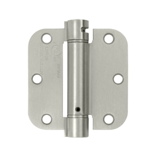 3 1/2 Inch x 3 1/2 Inch Steel Spring Hinge (5/8 Radius Corner, Brushed Nickel Finish) DELTANA