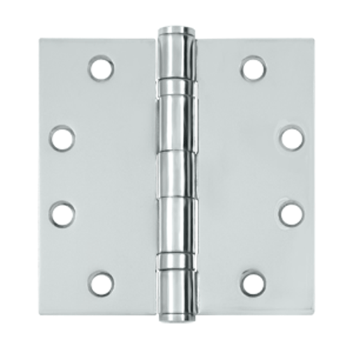 4 1/2 Inch x 4 1/2 Inch Double Ball Bearing Steel Hinge (Square Corner, Chrome Finish) DELTANA