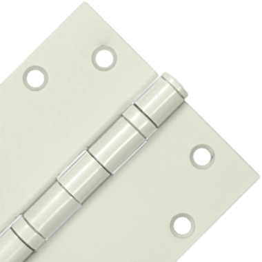 4 1/2 Inch x 4 1/2 Inch Double Ball Bearing Steel Hinge (Square Corner, White Finish) DELTANA