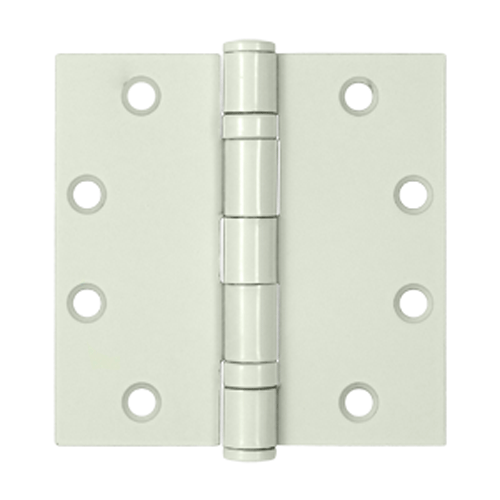 4 1/2 Inch x 4 1/2 Inch Double Ball Bearing Steel Hinge (Square Corner, White Finish) DELTANA