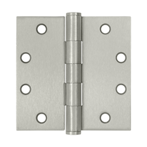 4 1/2 Inch x 4 1/2 Inch Heavy Duty Steel Hinge (Square Corner, Brushed Nickel Finish) DELTANA