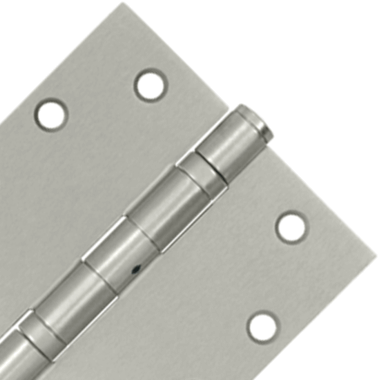 4 1/2 Inch x 4 1/2 Inch Non-Removable Pin Steel Hinge (Square Corner, Brushed Nickel Finish) DELTANA
