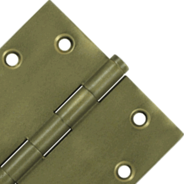 4 1/2 Inch X 4 1/2 Inch Solid Brass Hinge Interchangeable Finials (Square Corner, Bronze Medium Finish) DELTANA