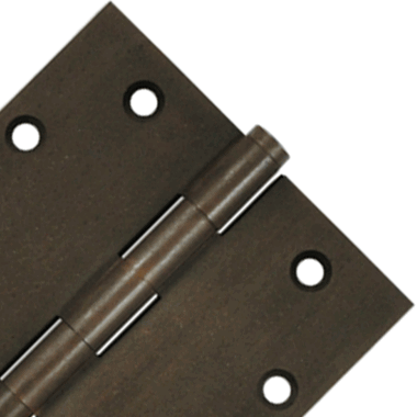 4 1/2 Inch X 4 1/2 Inch Solid Brass Hinge Interchangeable Finials (Square Corner, Bronze Rust Finish) DELTANA
