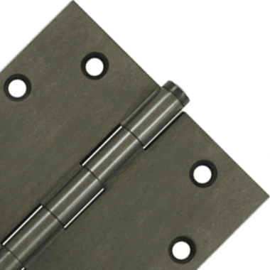 4 1/2 Inch X 4 1/2 Inch Solid Brass Hinge Interchangeable Finials (Square Corner, White Bronze Dark Finish) DELTANA