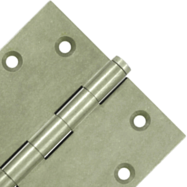 4 1/2 Inch X 4 1/2 Inch Solid Brass Hinge Interchangeable Finials (Square Corner, White Bronze Light Finish) DELTANA