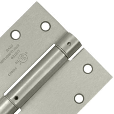 4 1/2 Inch x 4 1/2 Inch Steel Spring Hinge (Square Corner, Brushed Nickel Finish) DELTANA