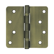 4 Inch x 4 Inch Ball Bearing Steel Hinge (1/4 Radius Corner, Antique Brass Finish) DELTANA