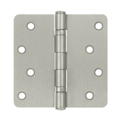 4 Inch x 4 Inch Ball Bearing Steel Hinge (1/4 Radius Corner, Brushed Nickel Finish) DELTANA