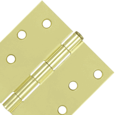 4 Inch x 4 Inch Square Corner Steel Hinge (Polished Brass Finish) DELTANA
