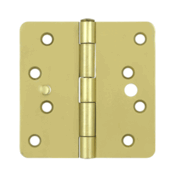 4 Inch x 4 Inch Steel Hinge (1/4 Radius Corner, Brushed Brass Finish) DELTANA