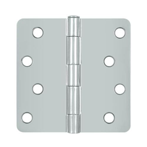 4 Inch x 4 Inch Steel Hinge (1/4 Radius Corner, Chrome Finish) DELTANA