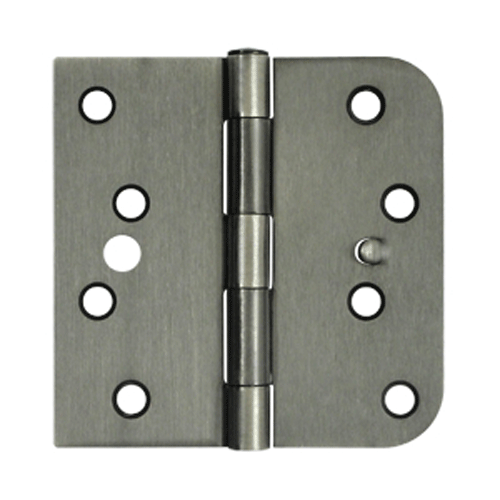 4 Inch x 4 Inch Steel Hinge (5/8 Radius x Square Corner, Antique Nickel Finish) DELTANA