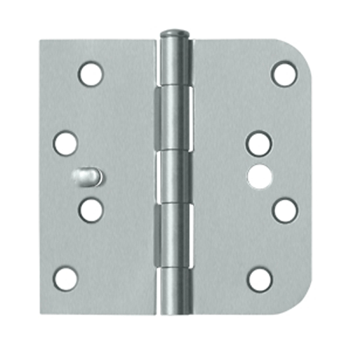4 Inch x 4 Inch Steel Hinge (5/8 Radius x Square Corner, Brushed Chrome Finish) DELTANA